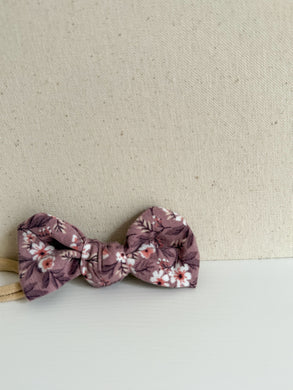 Purple floral baby bow